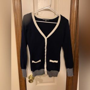 Forever 21 navy blue and white cardigan, size small